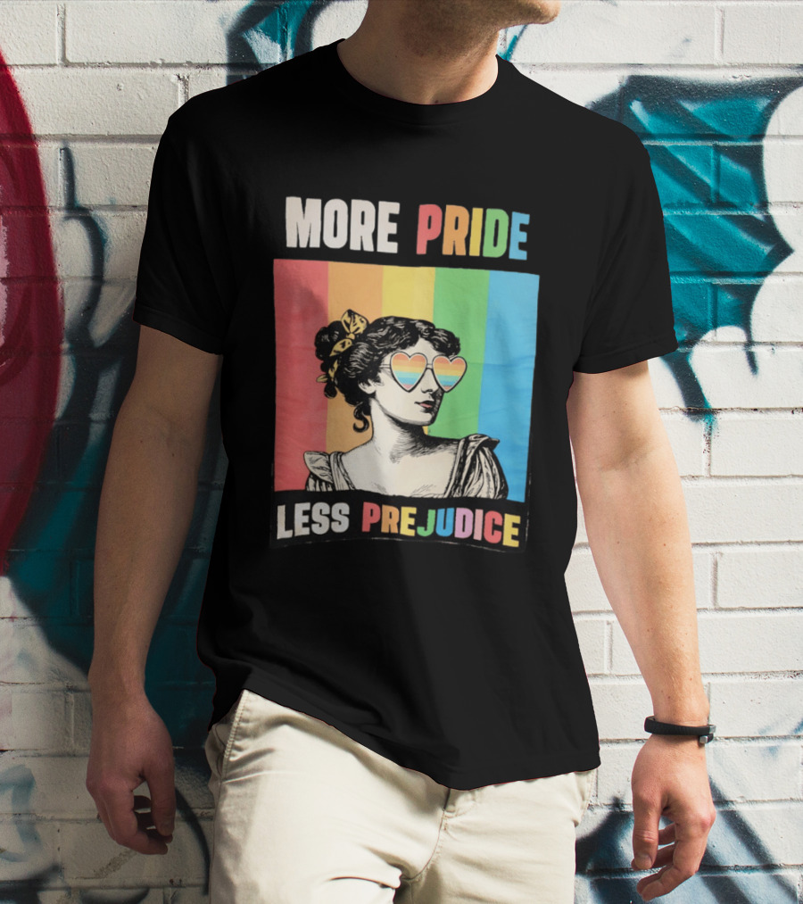 More Pride Less Prejudice Rainbow Heart Sunglasses Regency T-Shirt