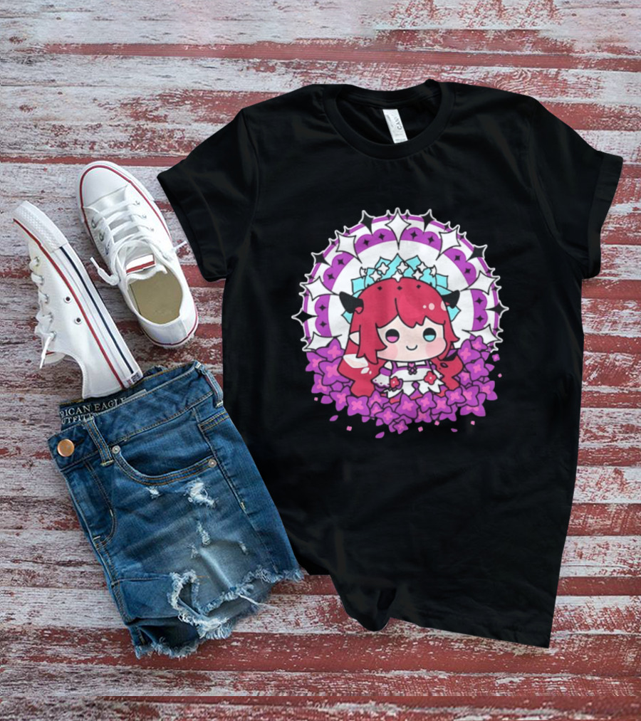 Chibi Hope Pink Hair Cute Anime Character Surrounded By Mandala And Flowers T-Shirt