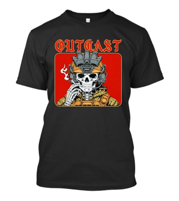 OUTGAST Skull Smoking With Night Vision Goggles FABECOO T-Shirt