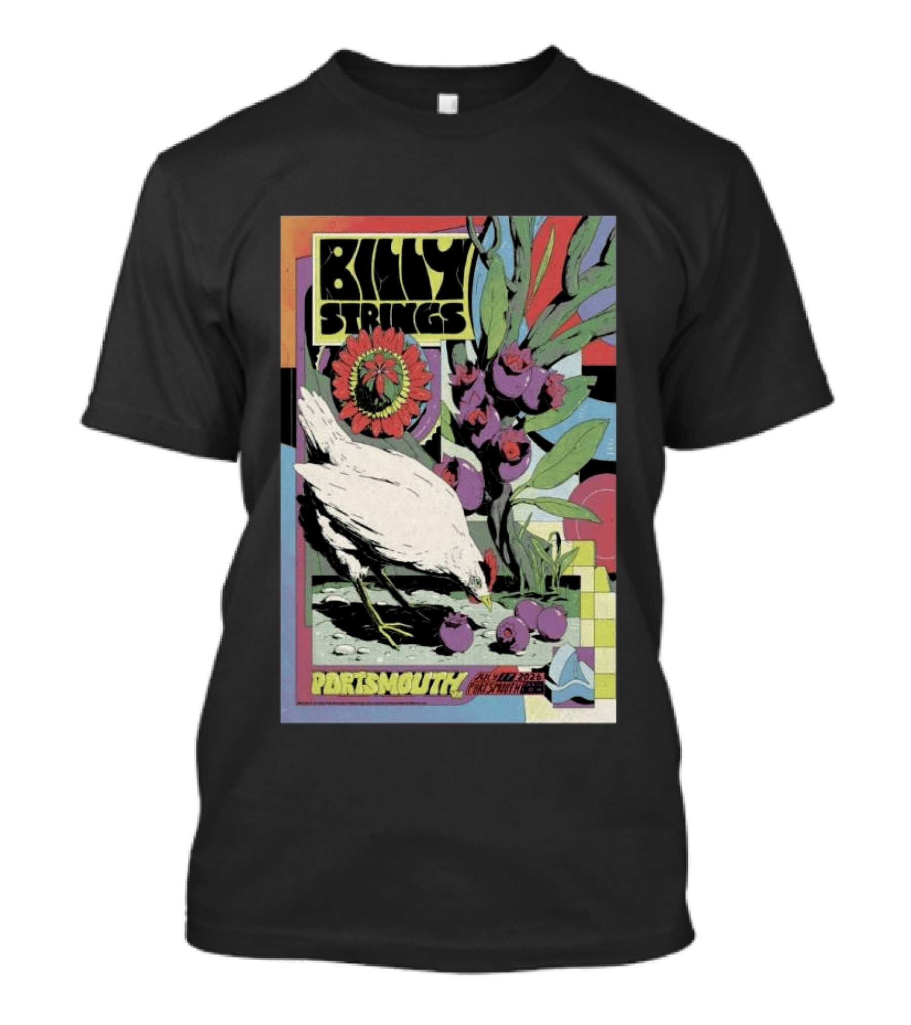 Billy Strings Jul 17 2026 Portsmouth Pavilion Chicken Flower T-Shirt