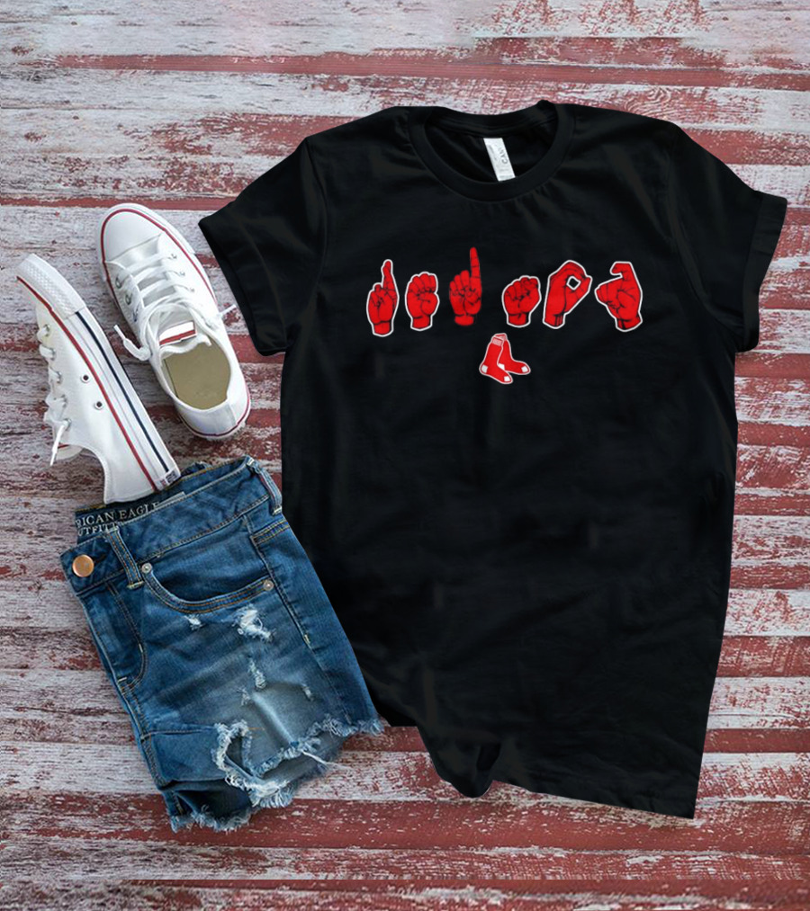 Boston Red Sox ASL Fingerspelling With Iconic Socks T-Shirt