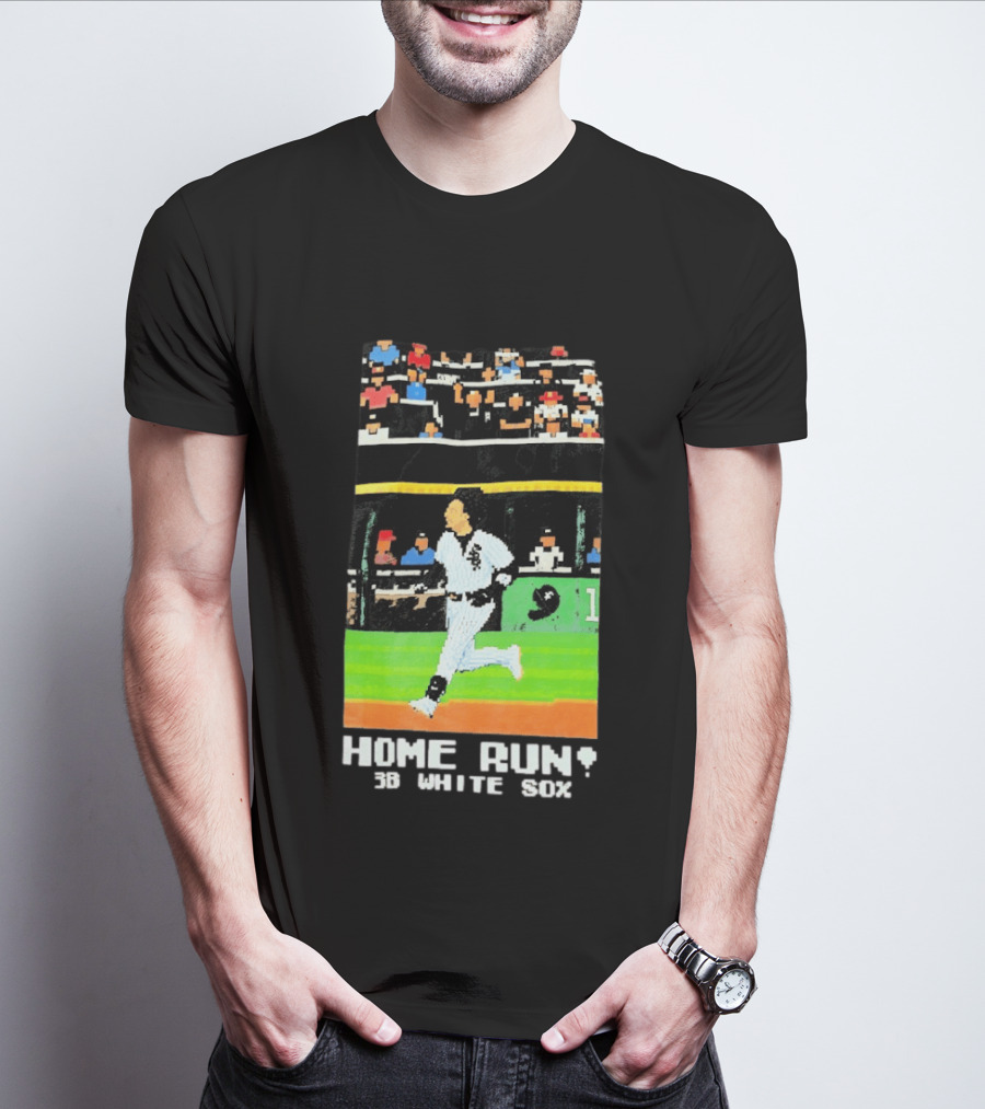 Home Run 3B White Sox Pixel Baseball T-Shirt