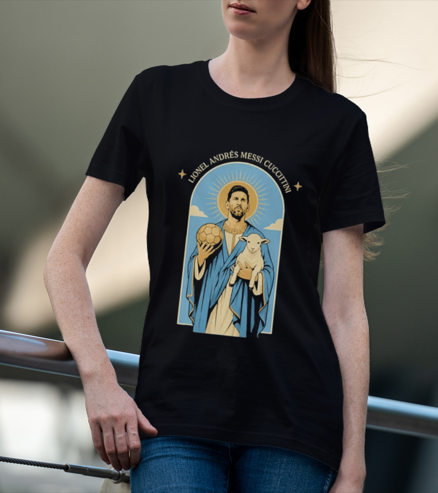In GOAT We Trust Lionel Andrés Messi Cuccittini Golden Ball Lamb T-Shirt