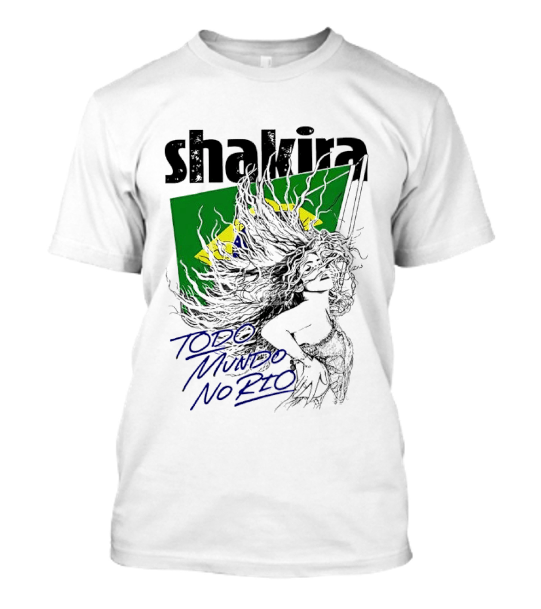 Shakira Todo Mundo No Rio Brazil Flag T-Shirt