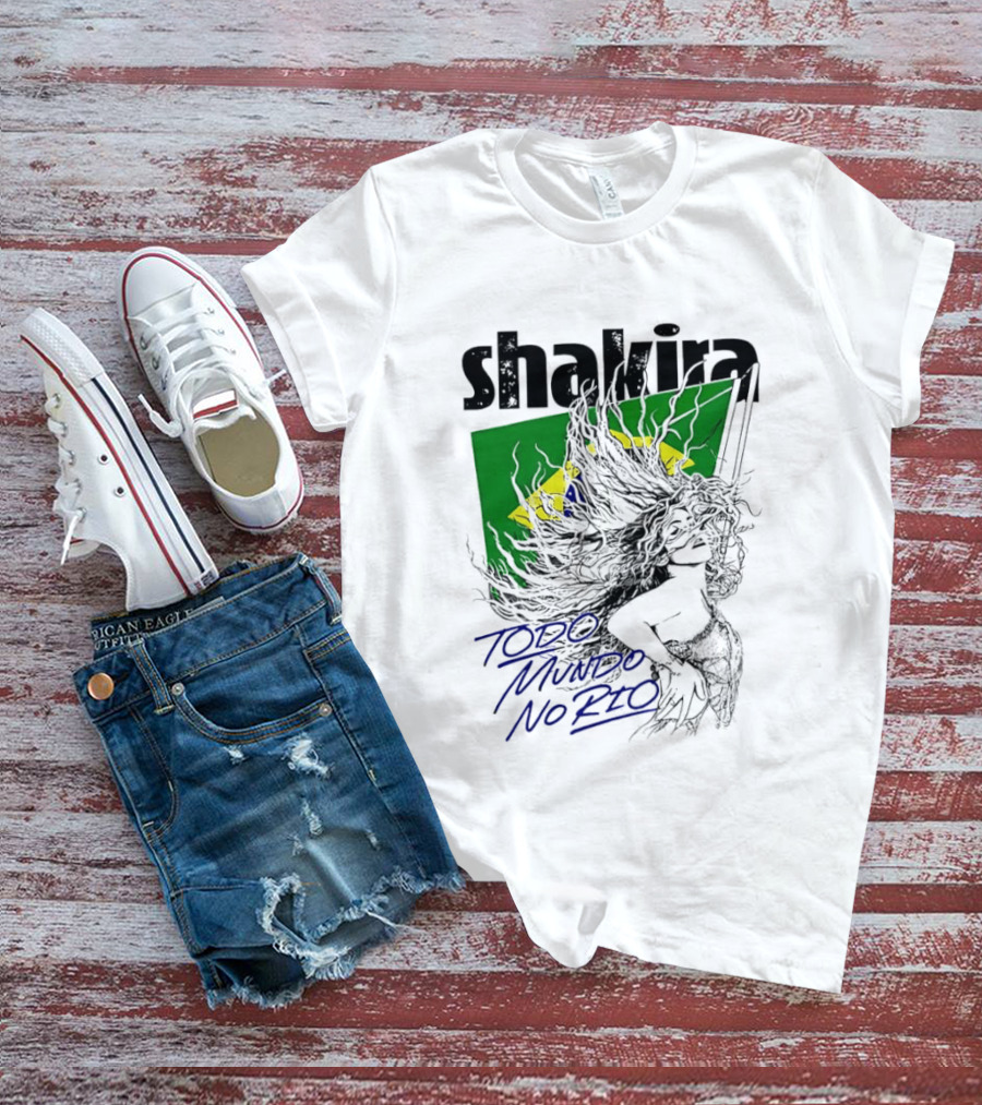 Shakira Todo Mundo No Rio Brazil Flag T-Shirt