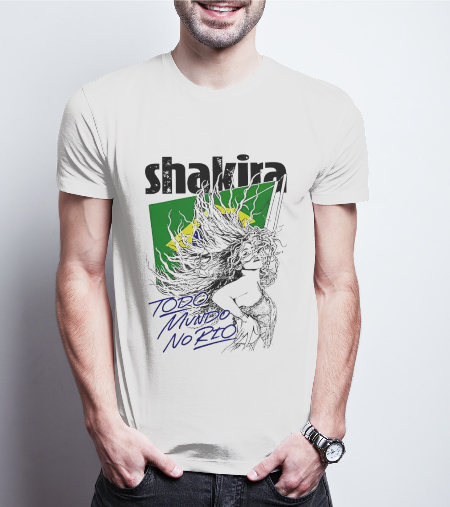 Shakira Todo Mundo No Rio Brazil Flag T-Shirt