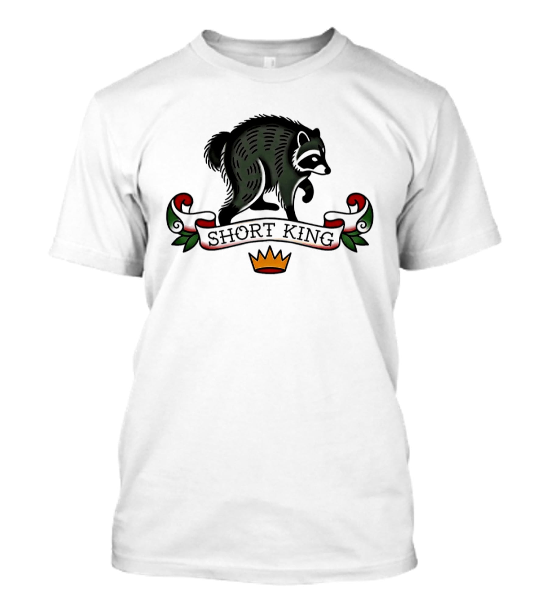 Short King Raccoon Traditional Tattoo T-Shirt