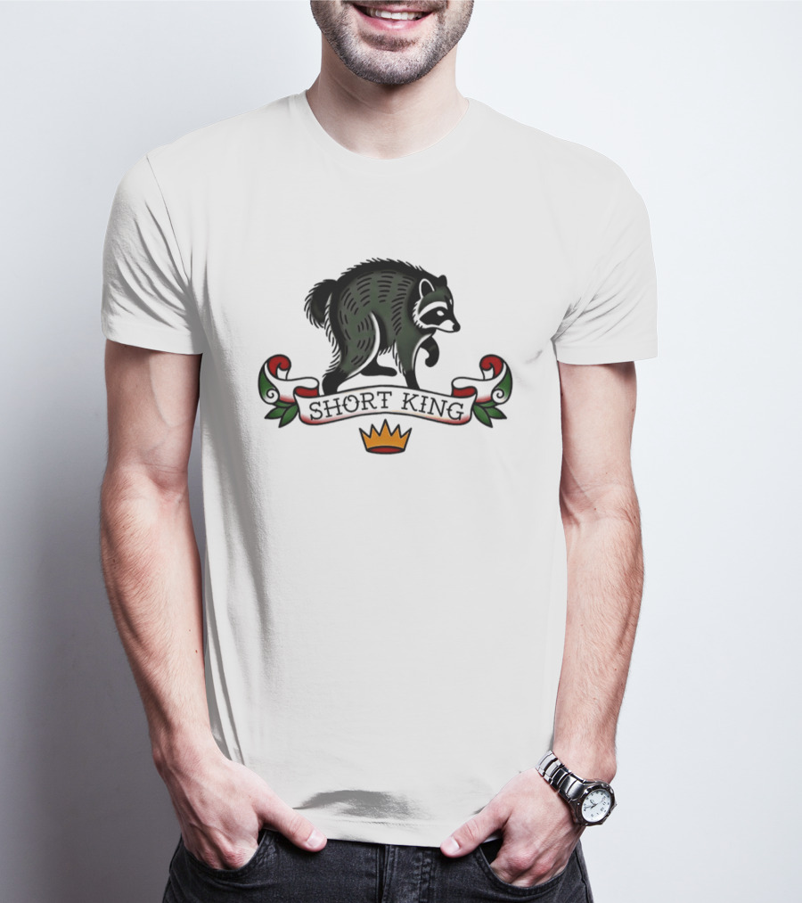 Short King Raccoon Traditional Tattoo T-Shirt