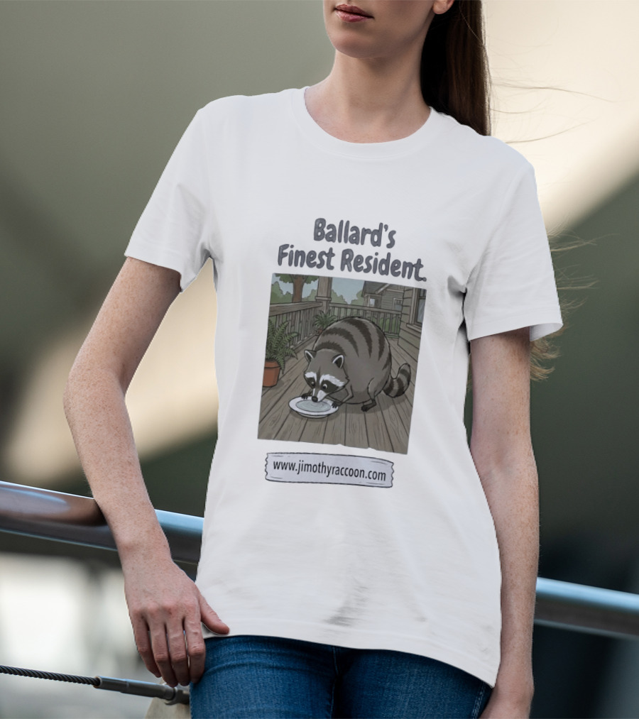 Ballard's Finest Resident Jimothy Raccoon Website Text Visual T-Shirt
