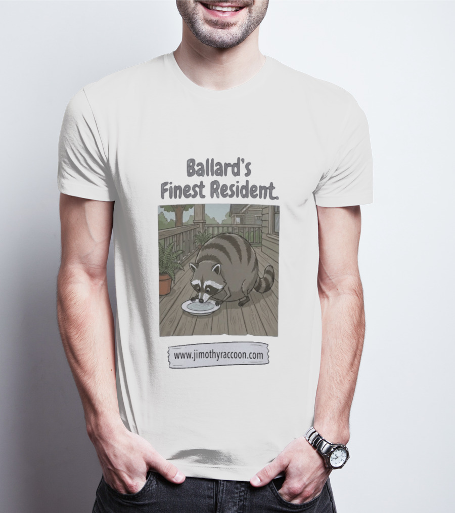 Ballard's Finest Resident Jimothy Raccoon Website Text Visual T-Shirt