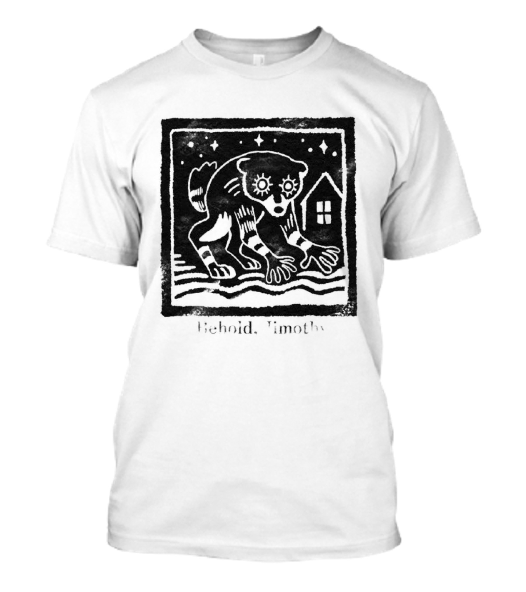 Behold Jimothy Raccoon Under Starry Night Sky T-Shirt