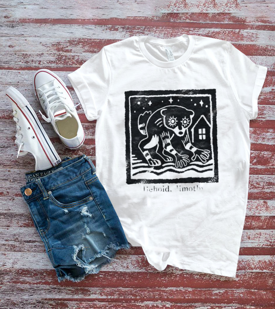Behold Jimothy Raccoon Under Starry Night Sky T-Shirt