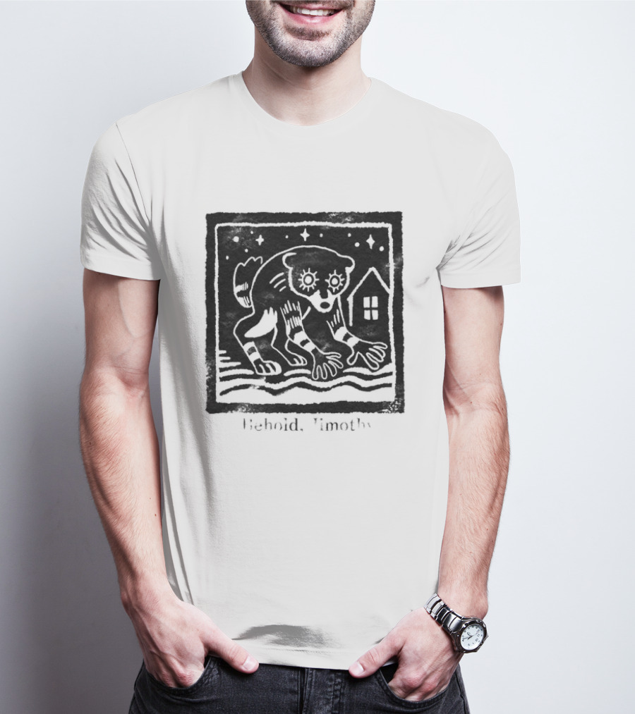 Behold Jimothy Raccoon Under Starry Night Sky T-Shirt