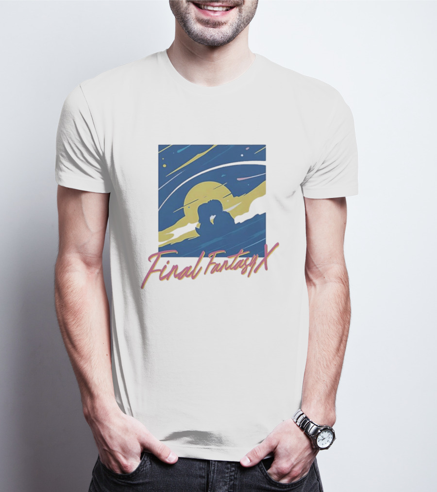 Final Fantasy X Romantic Couple Under Moonlit Sky T-Shirt