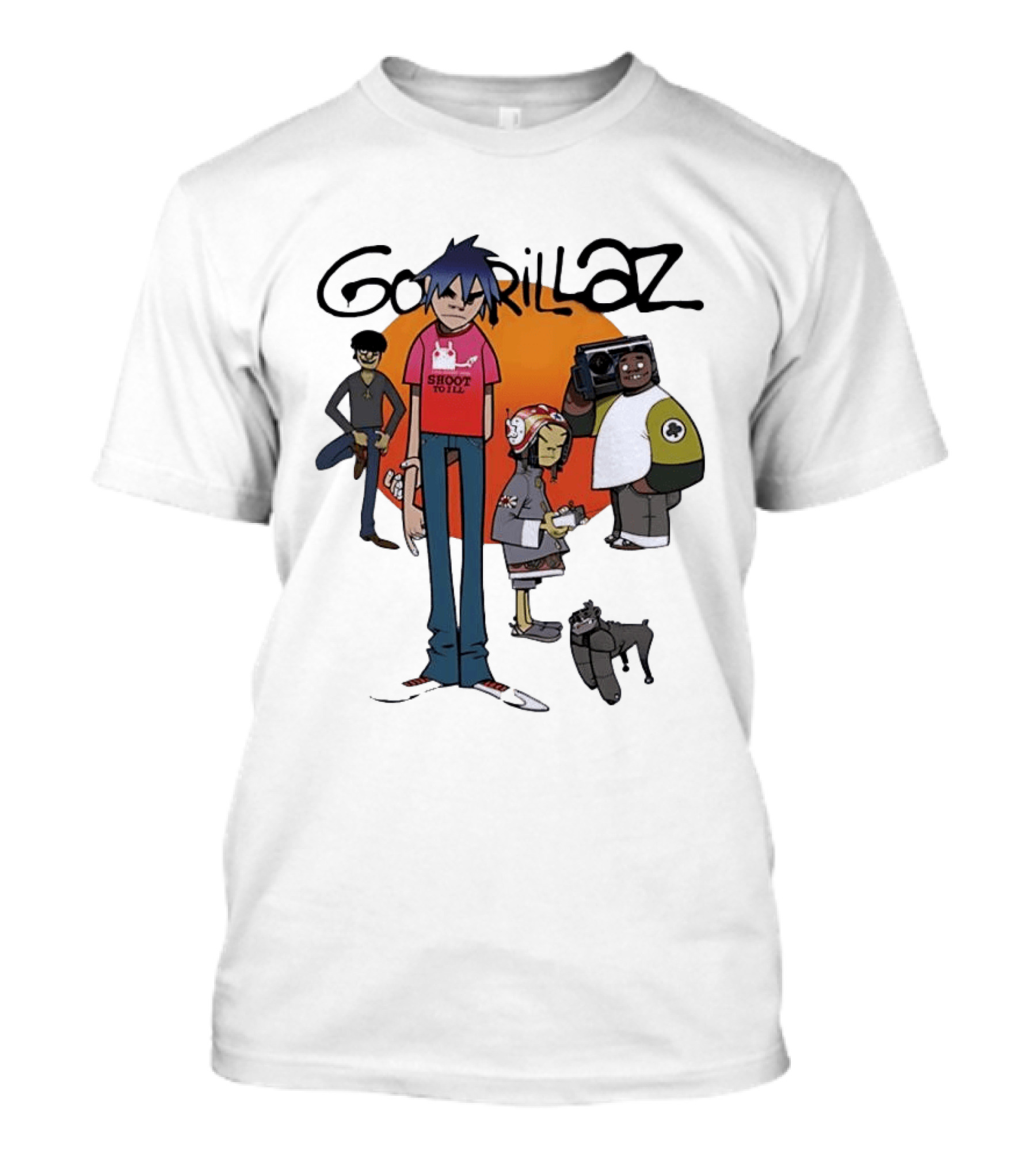 Gorillaz Cartoon Characters Shoot To Ill Group T-Shirt