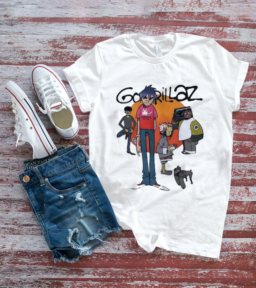 Gorillaz Cartoon Characters Shoot To Ill Group T-Shirt