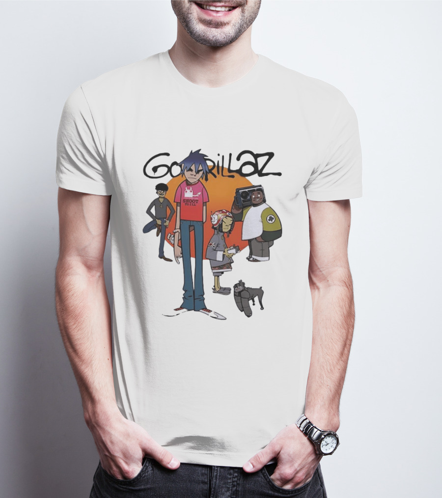 Gorillaz Cartoon Characters Shoot To Ill Group T-Shirt