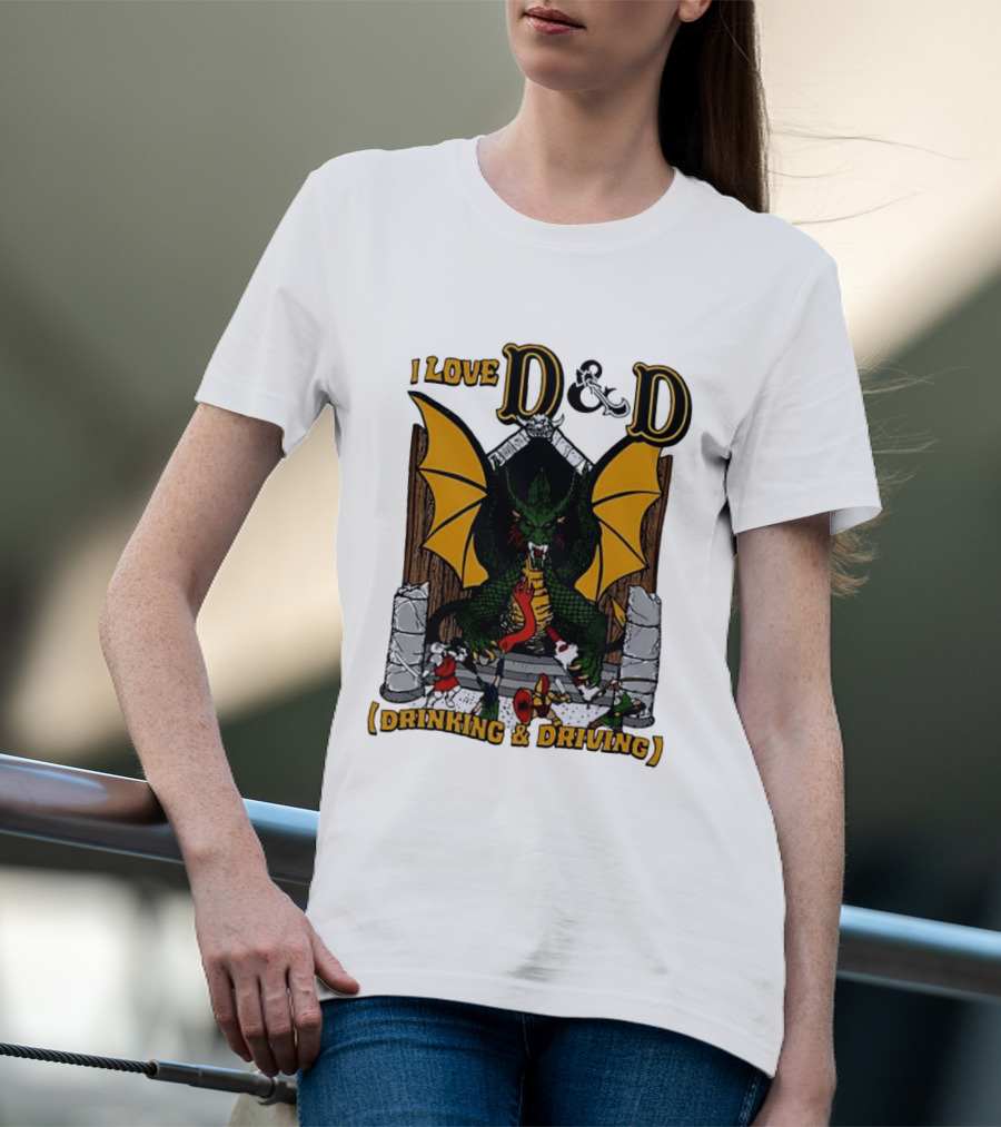 I Love D&D Drinking And Driving Dungeons And Dragons Dragon Fantasy Adventure T-Shirt