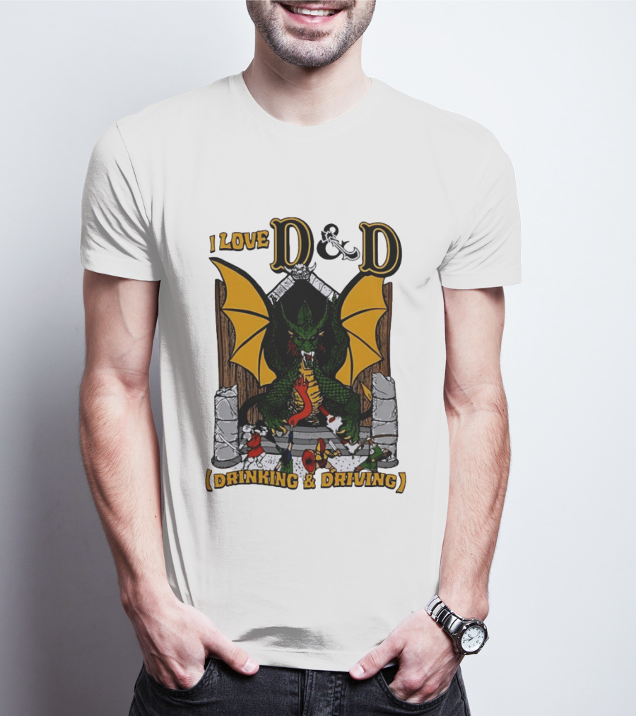 I Love D&D Drinking And Driving Dungeons And Dragons Dragon Fantasy Adventure T-Shirt