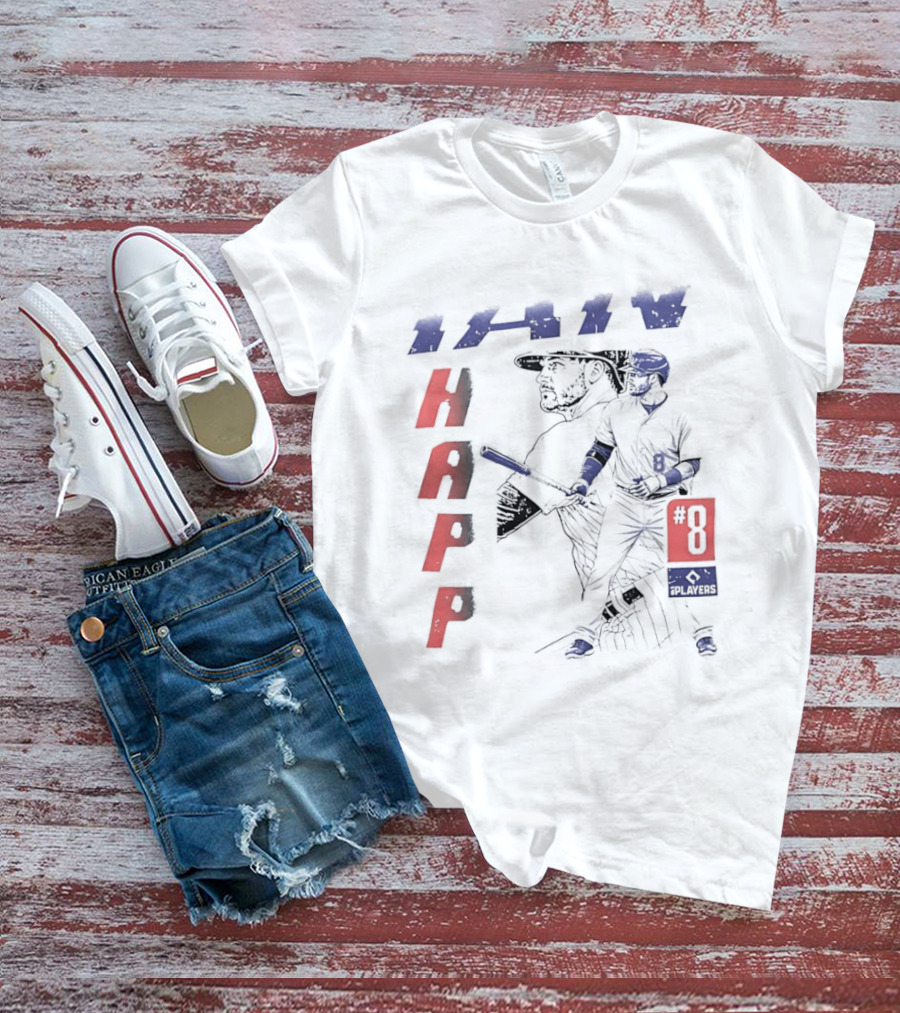 Ian Happ No 8 Chicago Cubs MLB Players Association Sketch T-Shirt