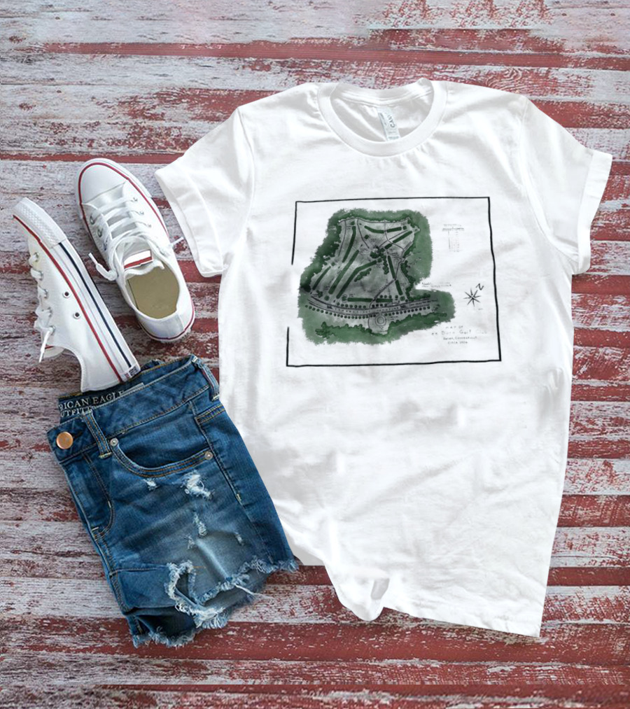 Wee Burn Golf Club Map Darien Connecticut 1904 Historic Course Drawing T-Shirt