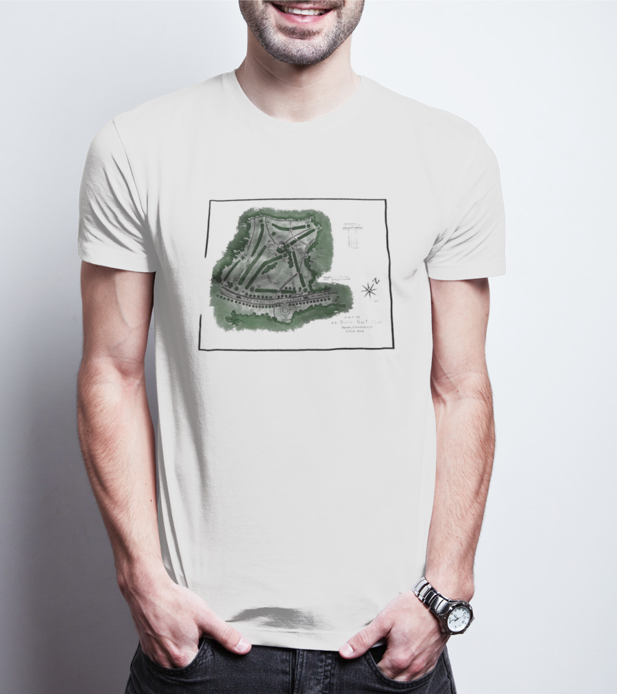 Wee Burn Golf Club Map Darien Connecticut 1904 Historic Course Drawing T-Shirt