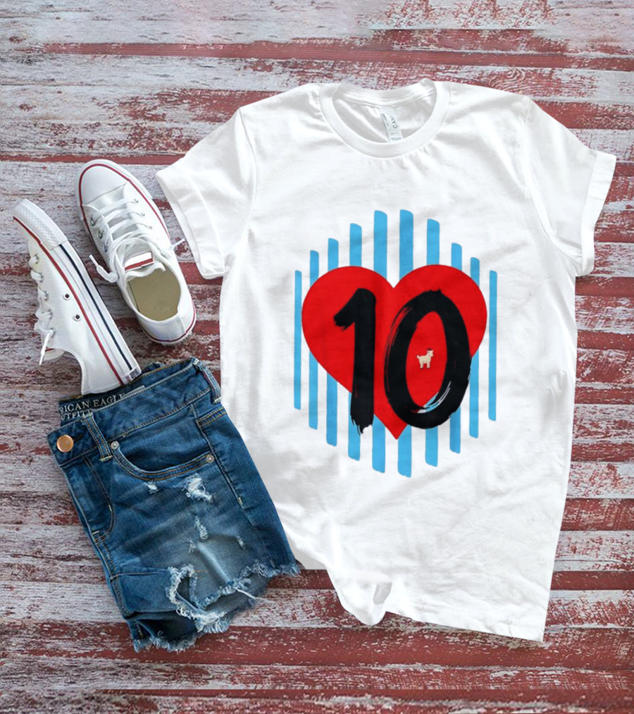 Messi Heart 10 Goat Greatest Of All Time T-Shirt
