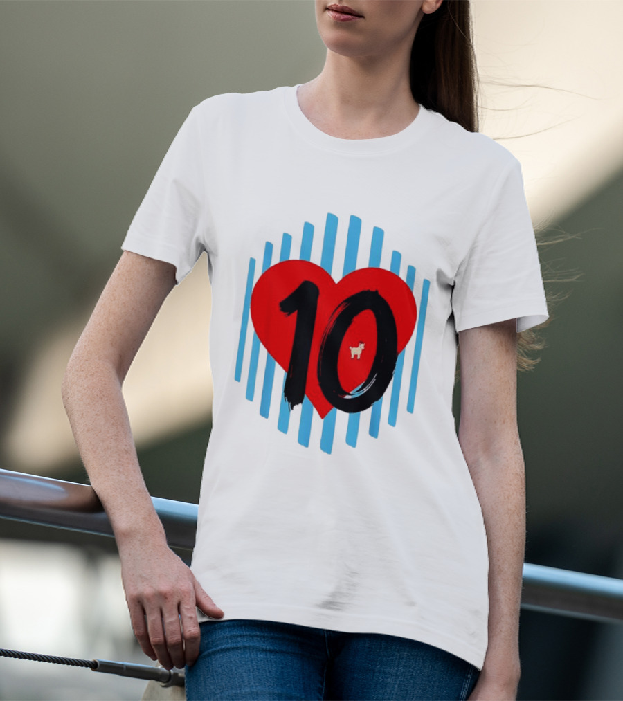 Messi Heart 10 Goat Greatest Of All Time T-Shirt