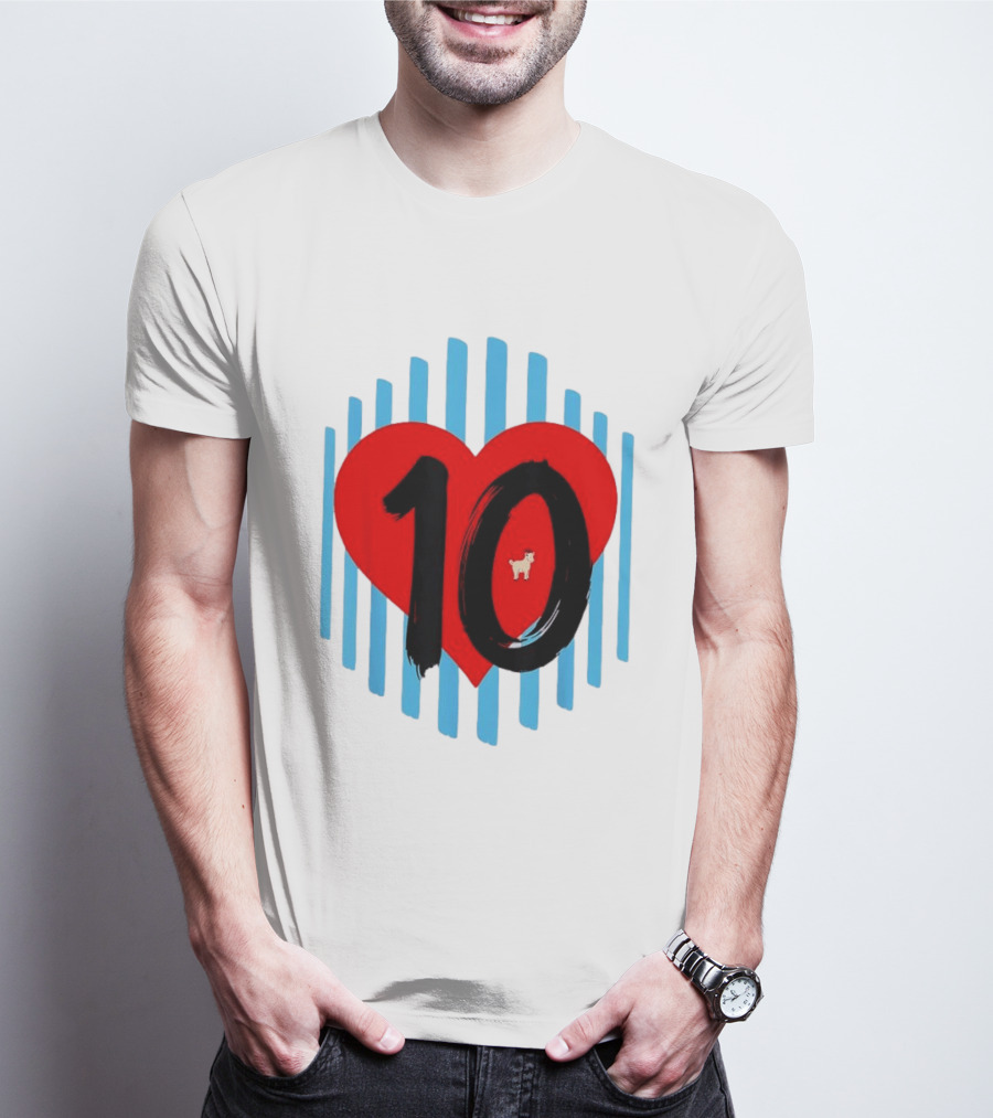 Messi Heart 10 Goat Greatest Of All Time T-Shirt