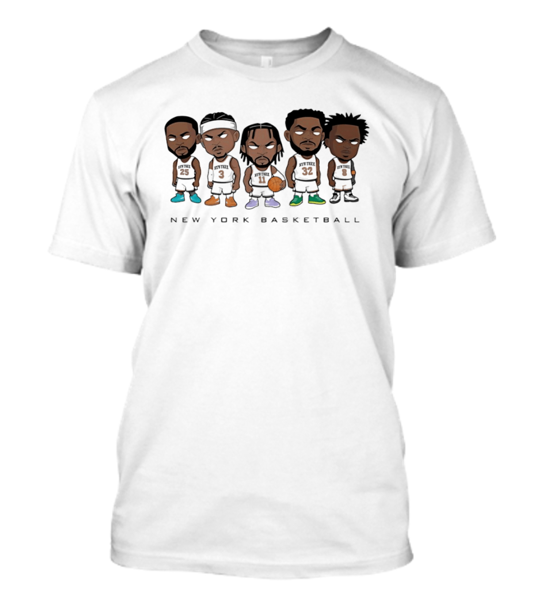 New York Basketball Knicks Chibi Player Caricature T-Shirt