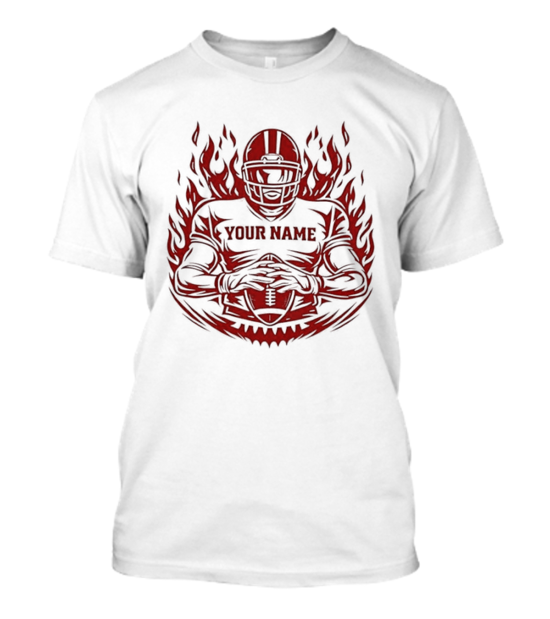 Personalized Your Name Football Player Flames Jersey T-Shirt