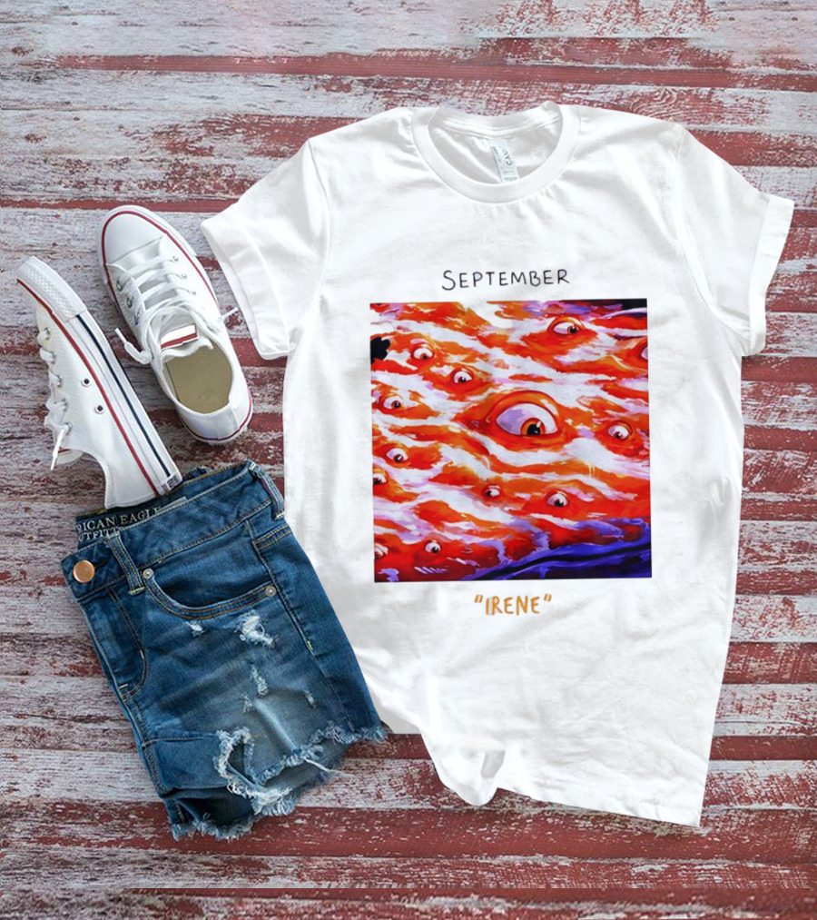 September Irene Surreal Eye Red Waves With Multiple Eyes T-Shirt