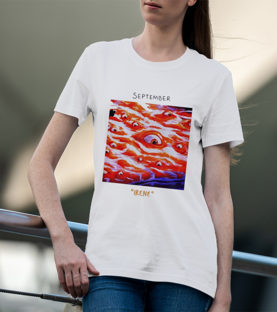 September Irene Surreal Eye Red Waves With Multiple Eyes T-Shirt