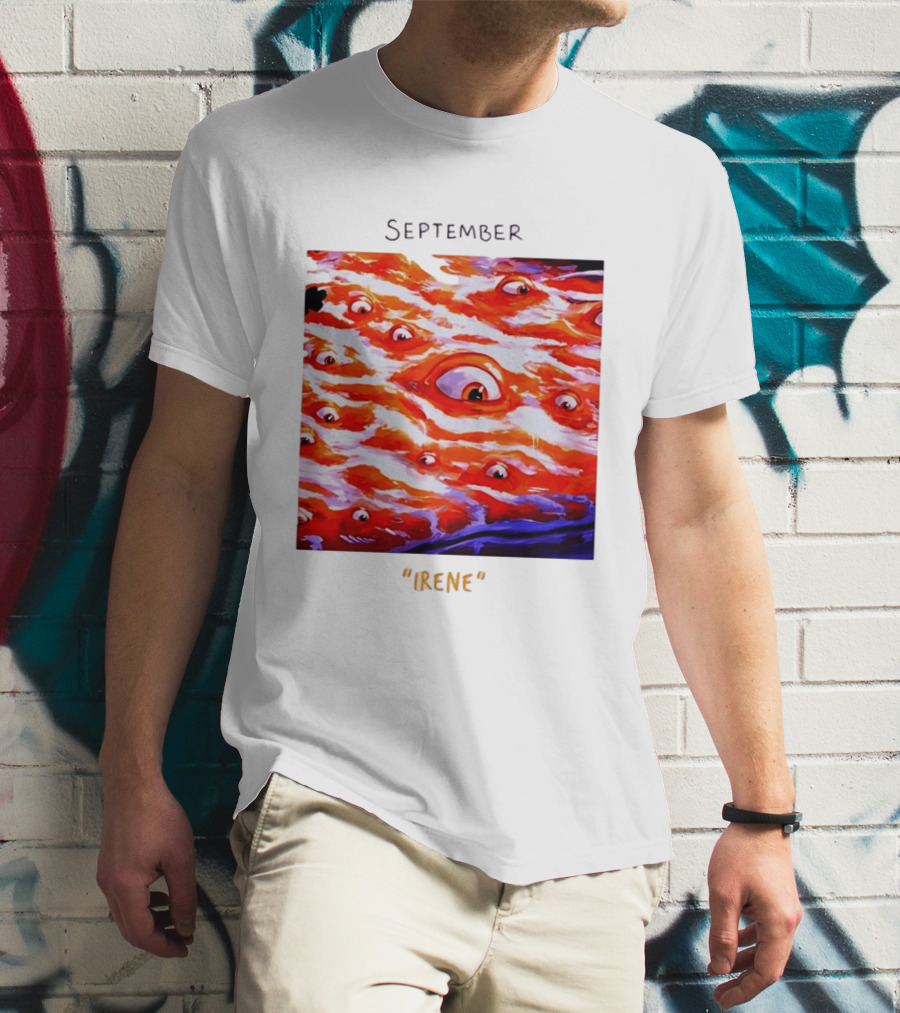 September Irene Surreal Eye Red Waves With Multiple Eyes T-Shirt