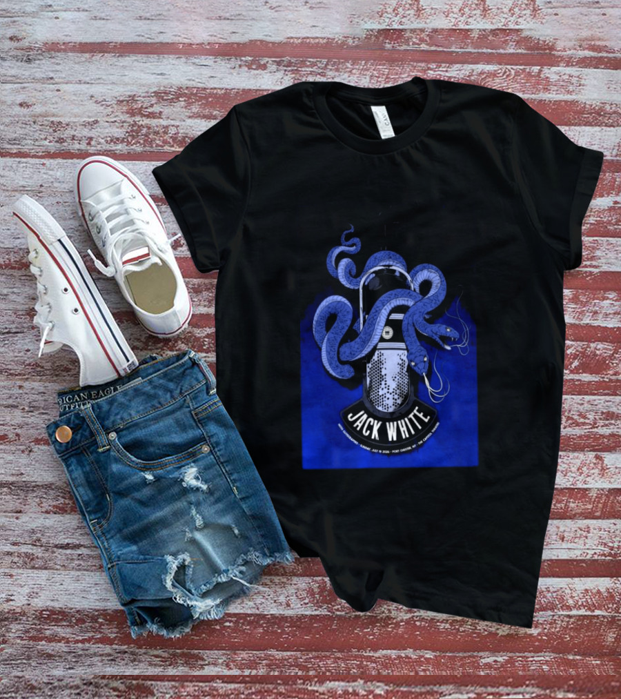 Jack White Tour Port Chester NY Jul 19 2026 Blue Snake Microphone T-Shirt