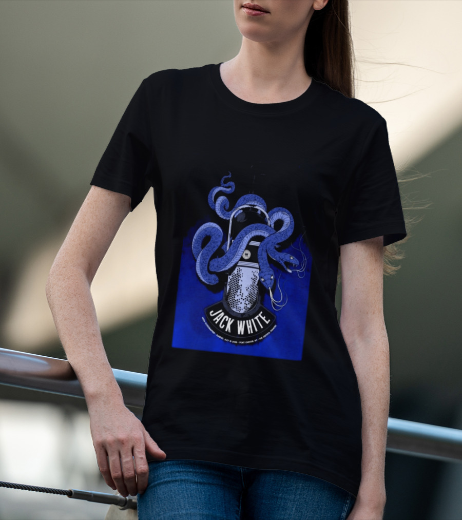 Jack White Tour Port Chester NY Jul 19 2026 Blue Snake Microphone T-Shirt