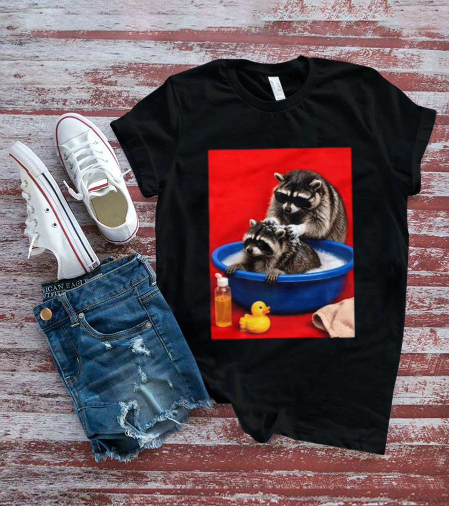 Jimothy Raccoon Viral Trash Panda Bubble Bath Glasses T-Shirt