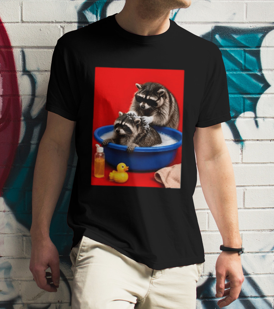 Jimothy Raccoon Viral Trash Panda Bubble Bath Glasses T-Shirt