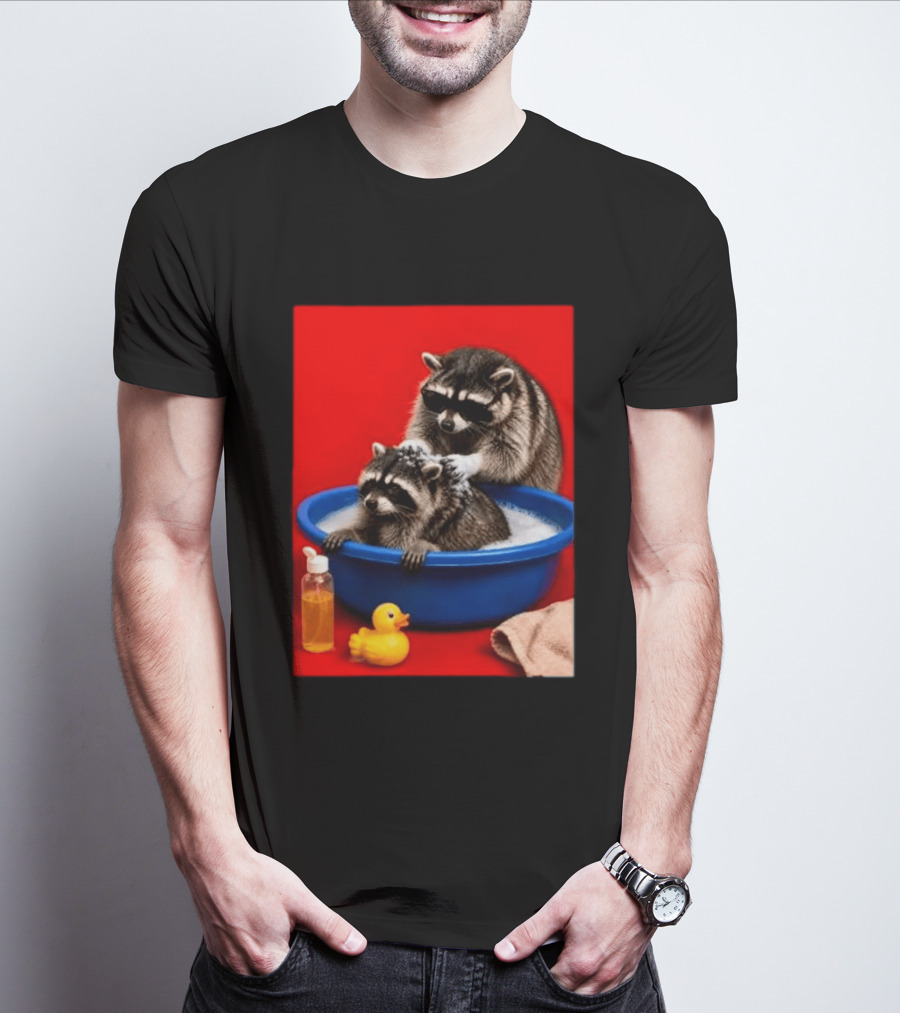 Jimothy Raccoon Viral Trash Panda Bubble Bath Glasses T-Shirt