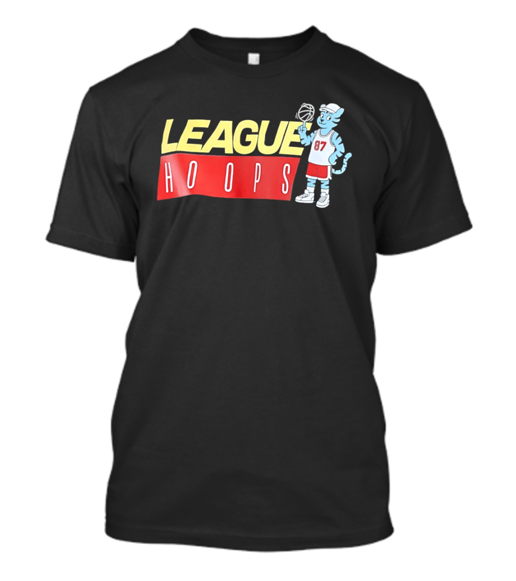 League Hoops Tiger 87 Basketball Cartoon T-Shirt