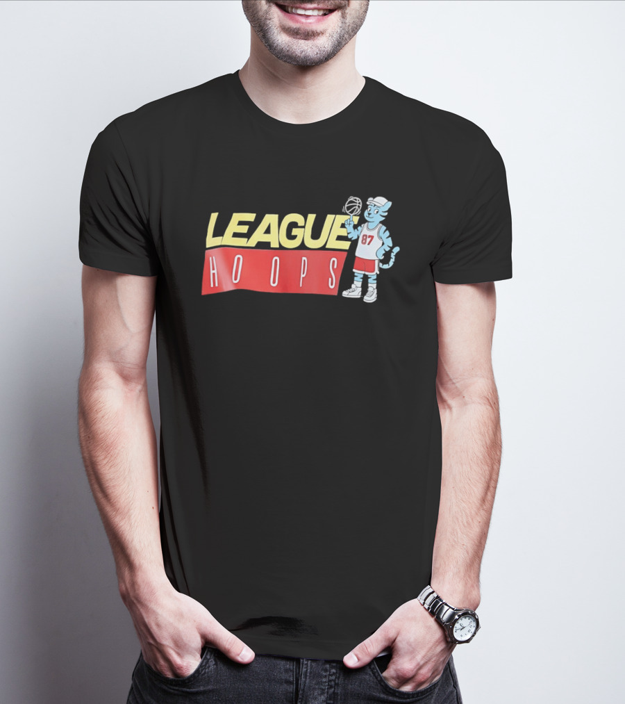 League Hoops Tiger 87 Basketball Cartoon T-Shirt