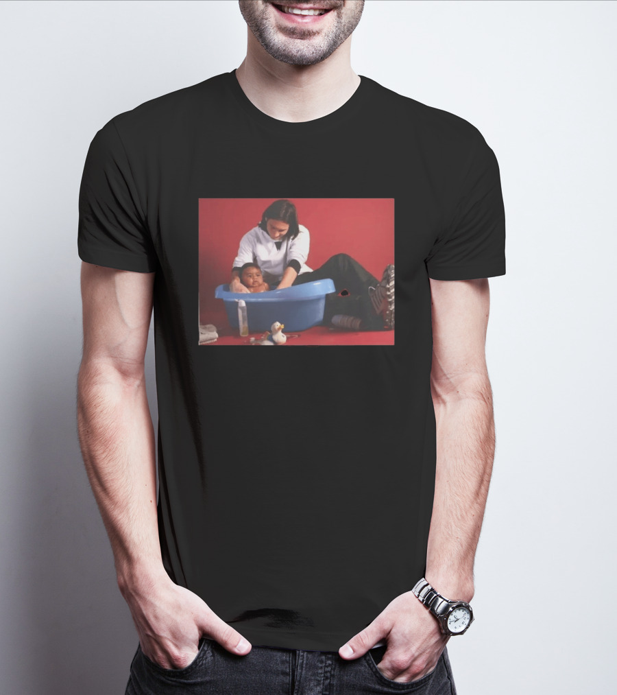 Messi Bathing Baby Lamine Yamal In Blue Tub T-Shirt