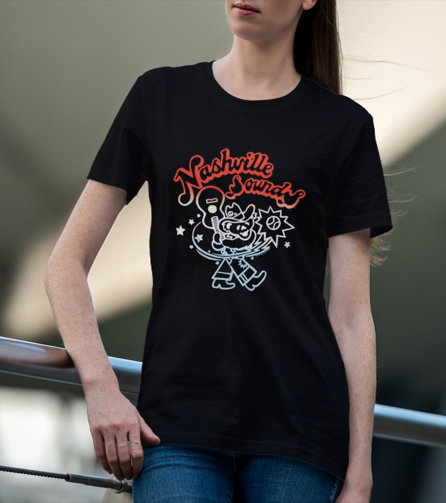 Nashville Sounds Dancing Bear Baseball Bat And Starry Night T-Shirt