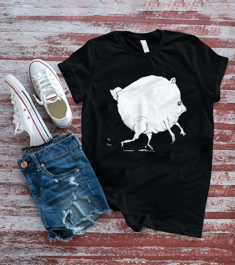 Running Round Hamster Creature Absurd White Quadruped Honesty T-Shirt