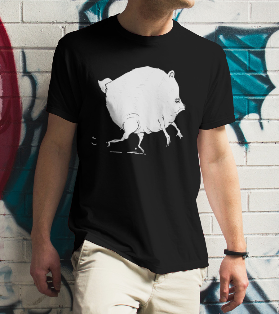 Running Round Hamster Creature Absurd White Quadruped Honesty T-Shirt