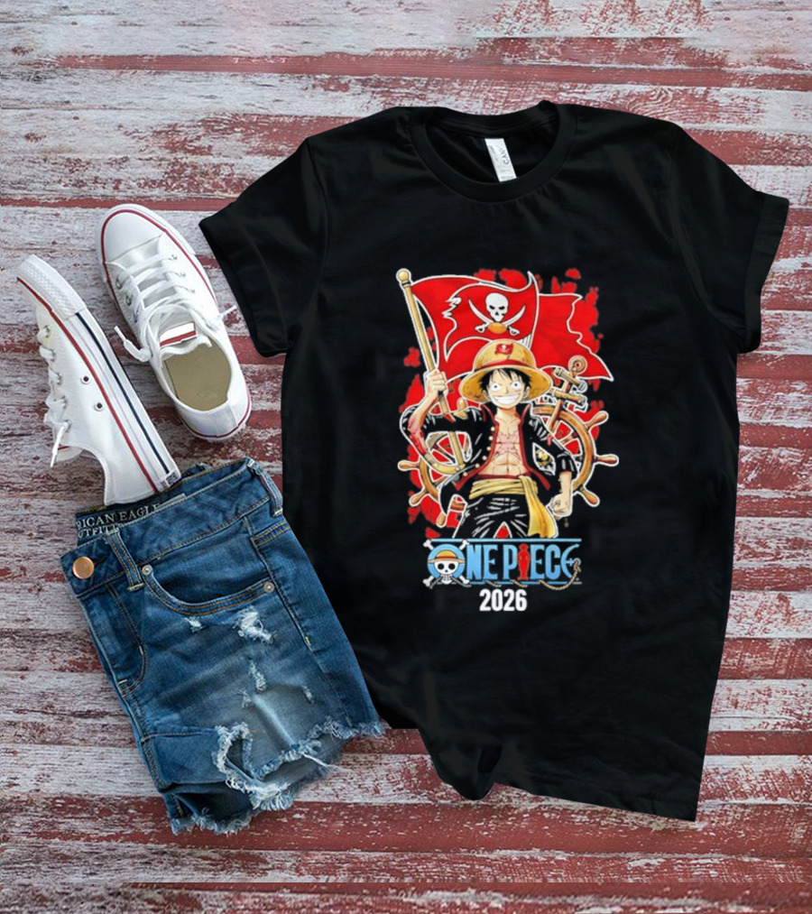 Tampa Bay Buccaneers One Piece Luffy 2026 Pirate Flag Adventure T-Shirt