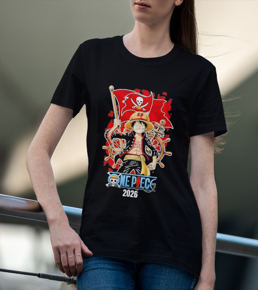 Tampa Bay Buccaneers One Piece Luffy 2026 Pirate Flag Adventure T-Shirt