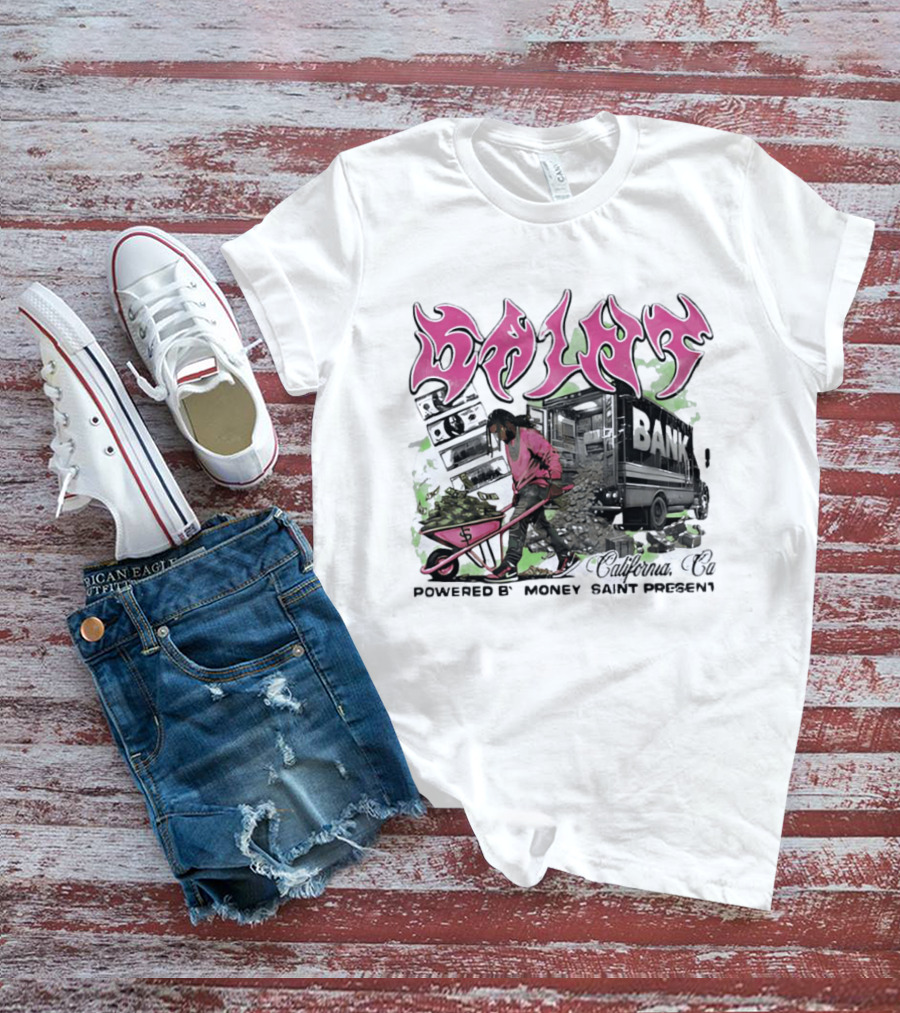 Saint Bank California Co Powered By Money Saint Present T-Shirt