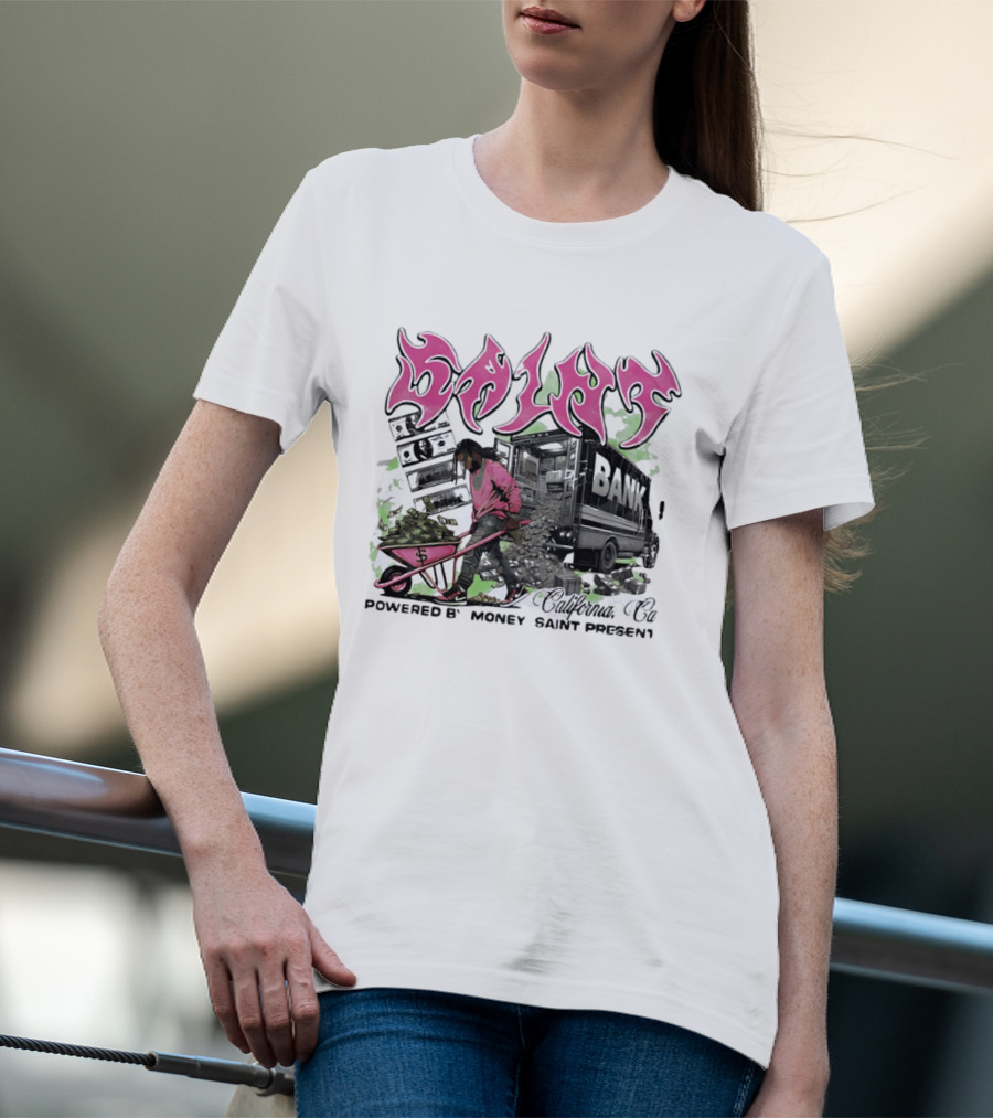 Saint Bank California Co Powered By Money Saint Present T-Shirt