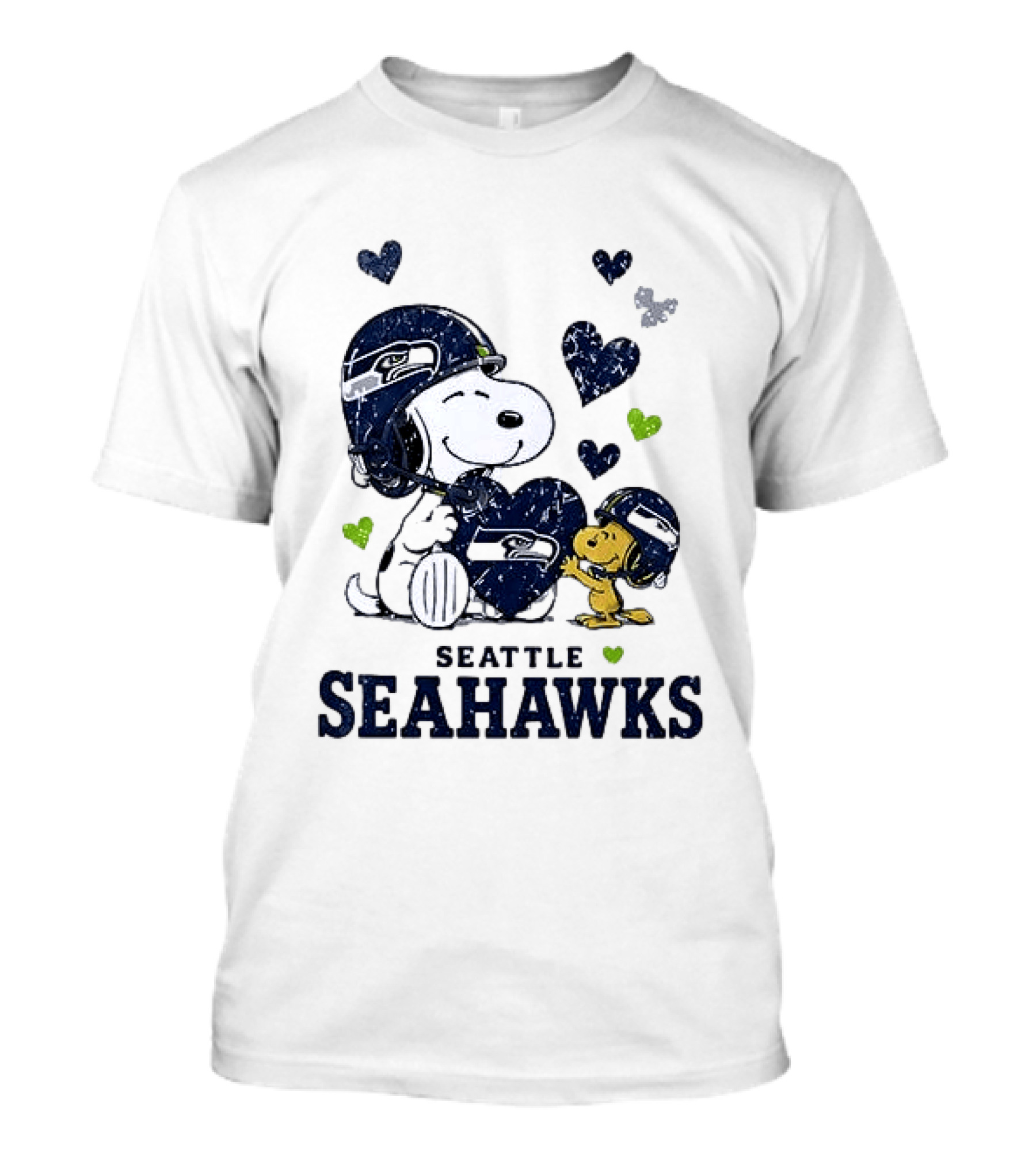 Seattle Seahawks Snoopy Peanuts Love Laughter Hearts T-Shirt